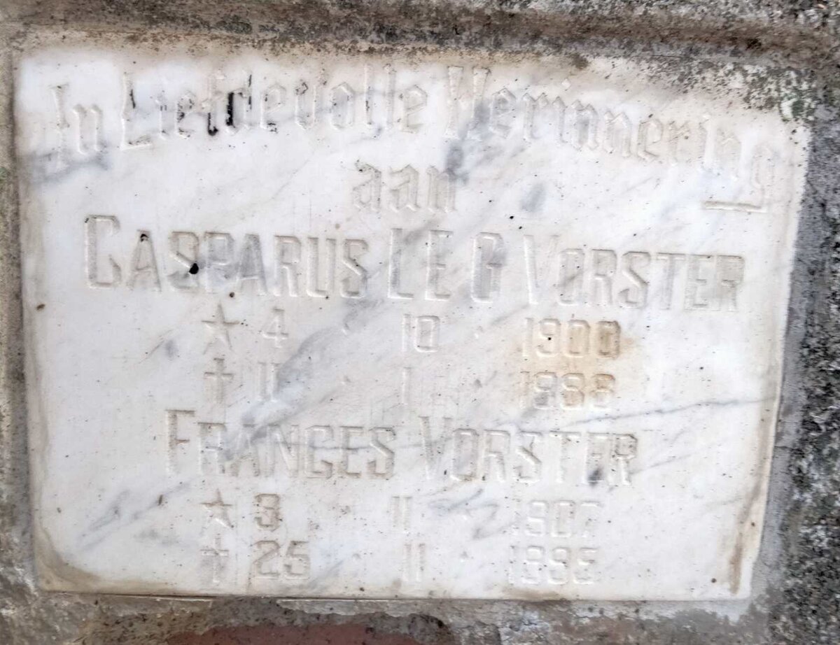 VORSTER Casparus L.E.G. 1900-1988 & Frances 1907-1995