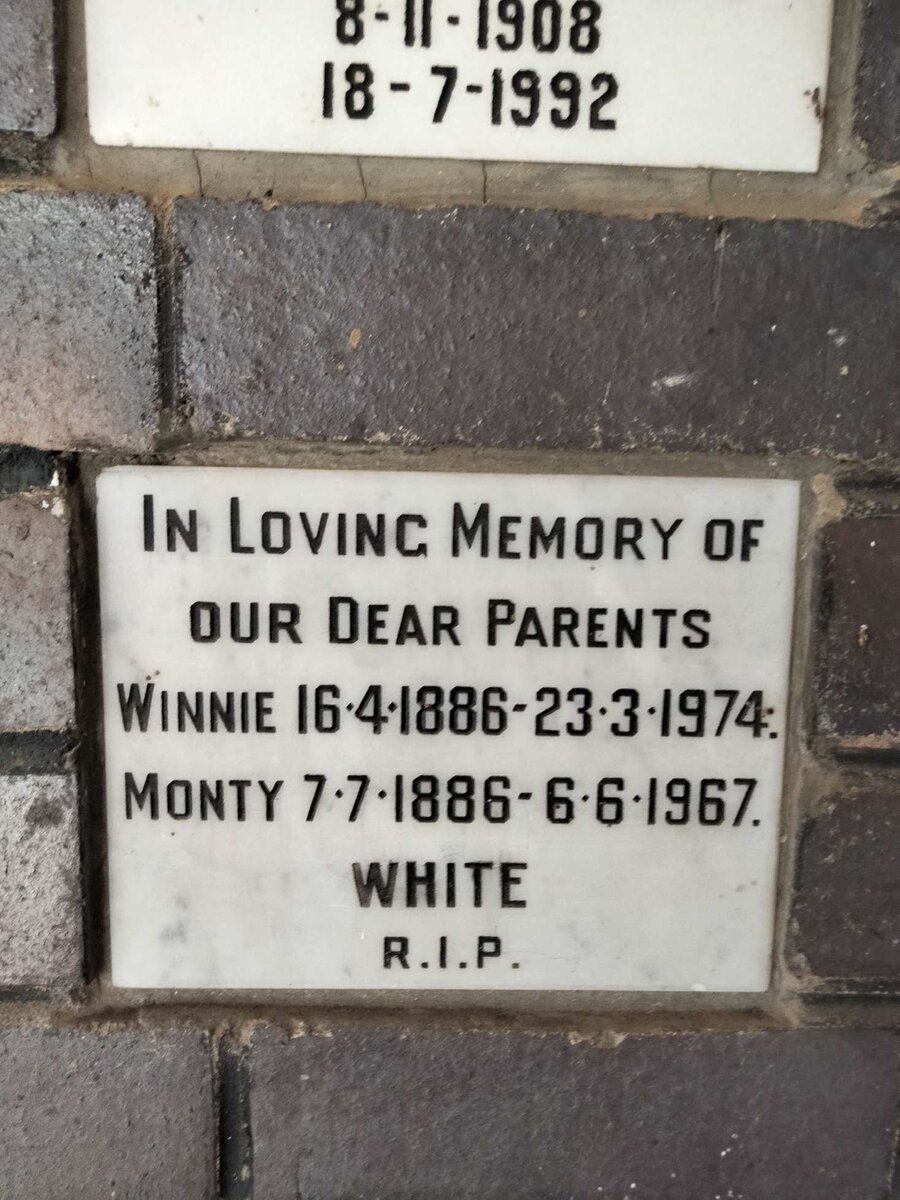 WHITE Monty 1886-1967 & Winnie 1886-1974