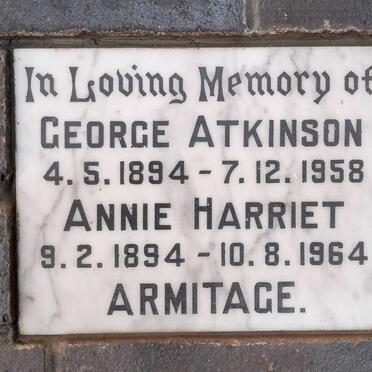 ARMITAGE George Atkinson 1894-1958 & Annie Harriet 1894-1964