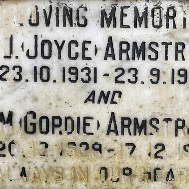 ARMSTRONG G.M. 1929-1991 & S.J. 1931-1989