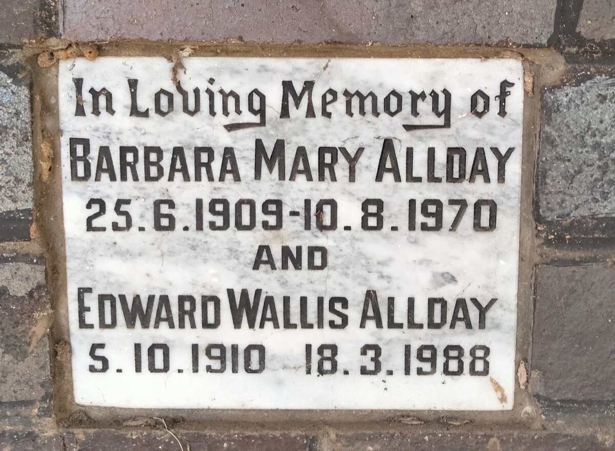 ALLDAY Edward Wallis 1910-1988 & Barbara Mary 1909-1970