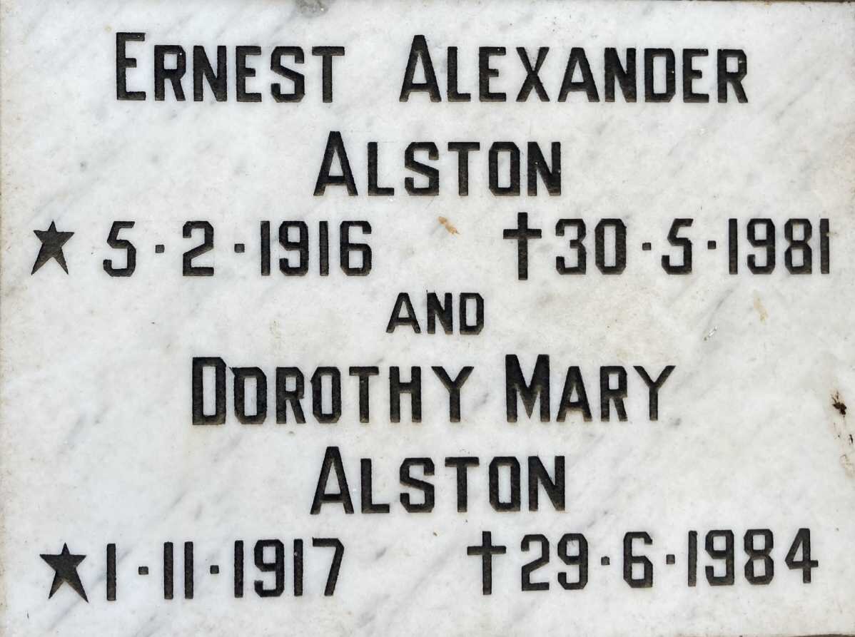 ALSTON Ernest Alexander 1916-1981 & Dorothy Mary 1917-1984
