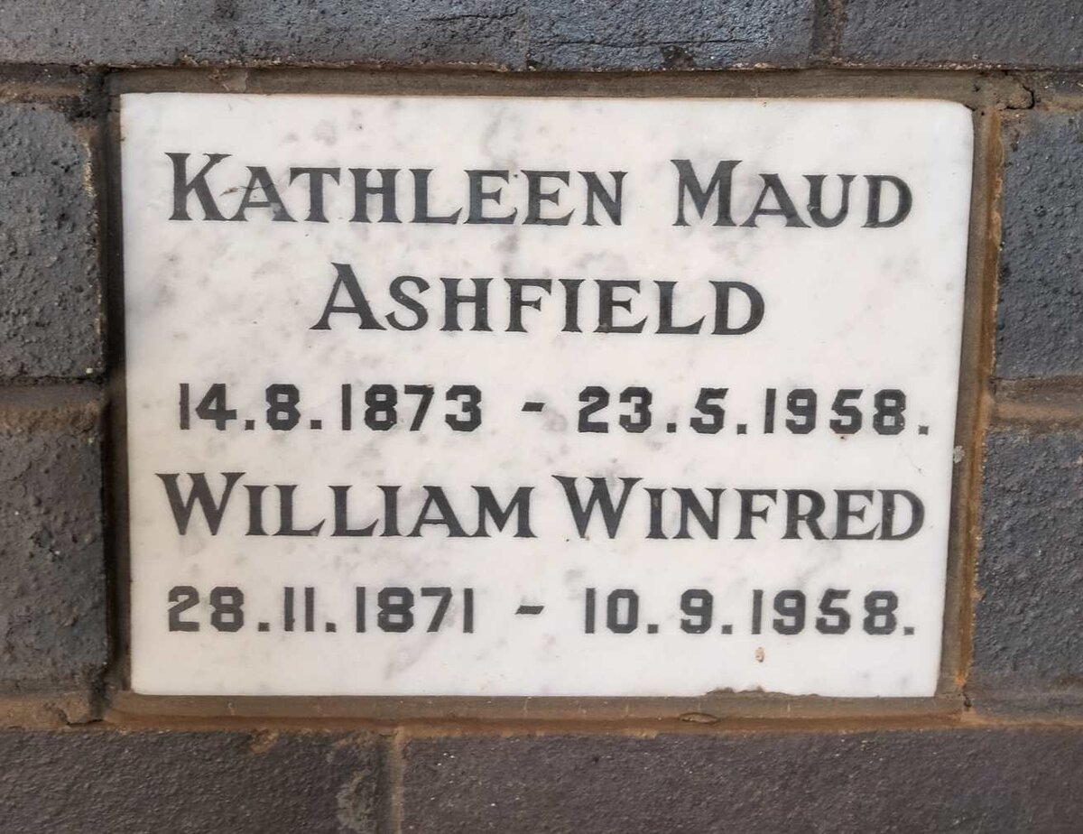 ASHFIELD William Winfred 1871-1958 & Kathleen Maud 1873-1958