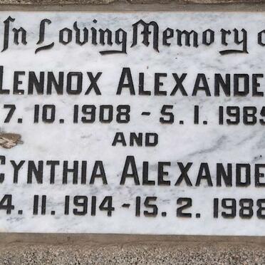 ALEXANDER Lennox 1908-19?5 & Cynthia 1914-1988