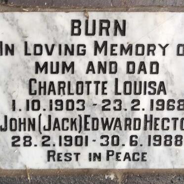 BURN John Edward Hector 1901-1988 & Charlotte Louisa 1903-1968