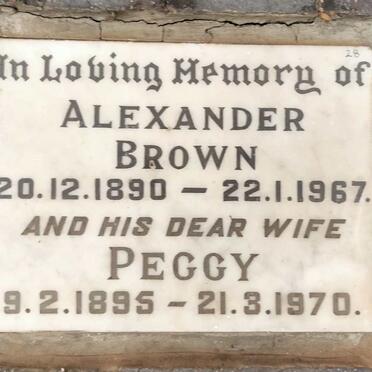 BROWN Alexander 1890-1967 & Peggy 1895-1970