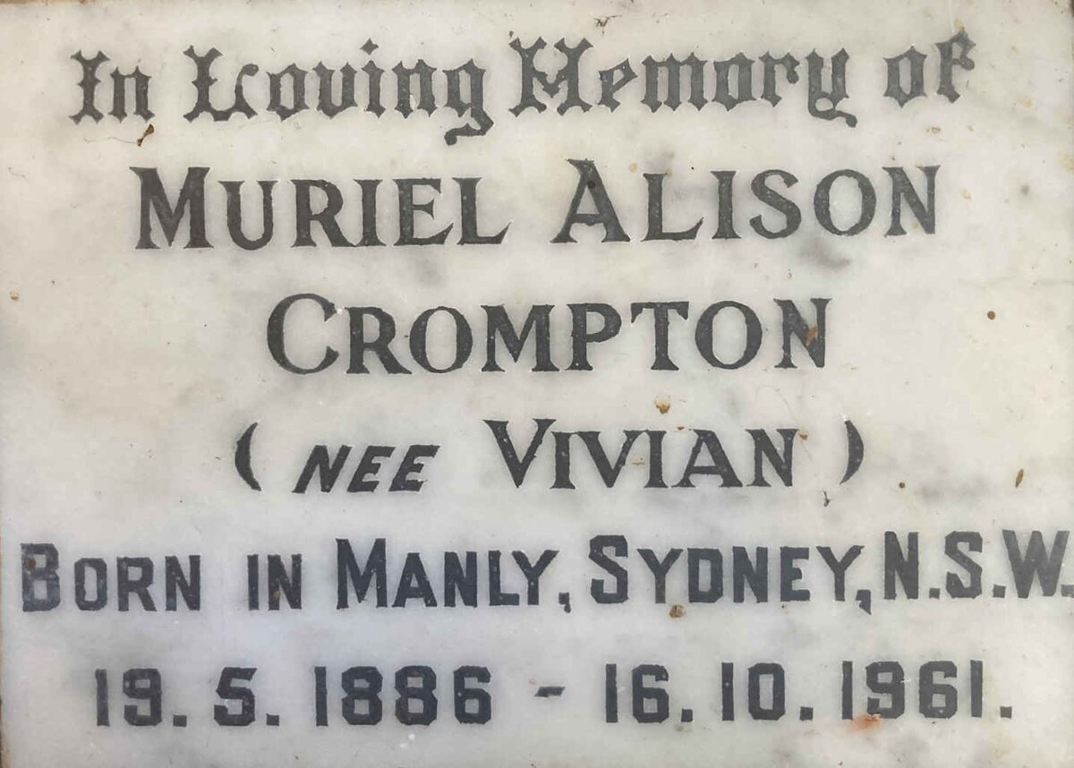 CROMPTON Muriel Alison nee VIVIAN 1886-1961