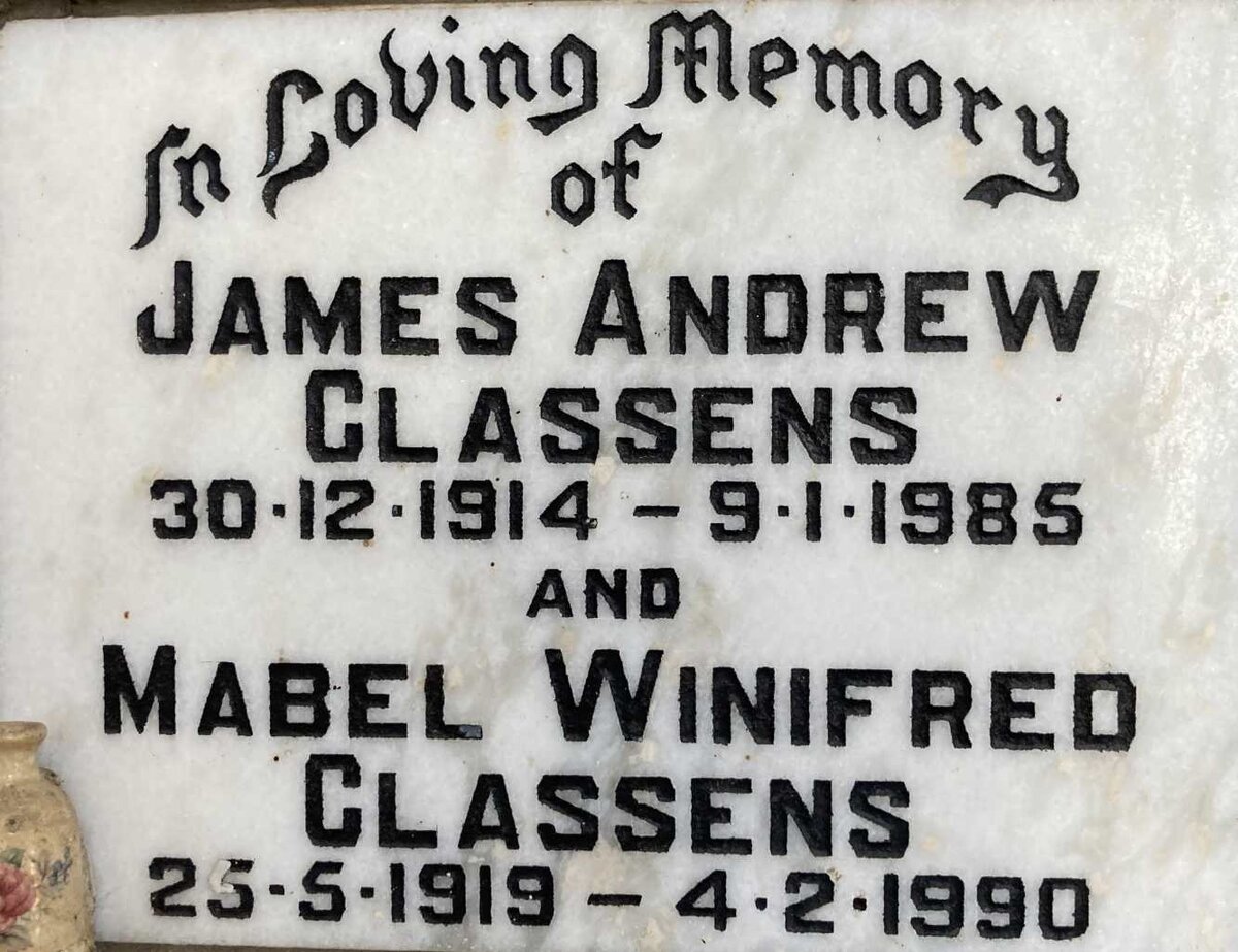 CLASSENS James Andrews 1914-1985 & Mabel Winifred 1919-1990