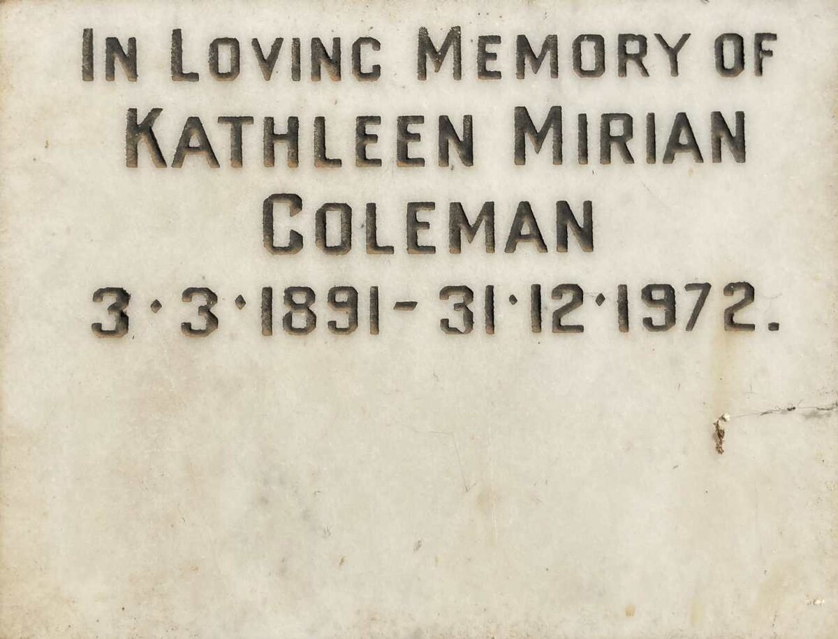COLEMAN Kathleen Mirian 1891-1972