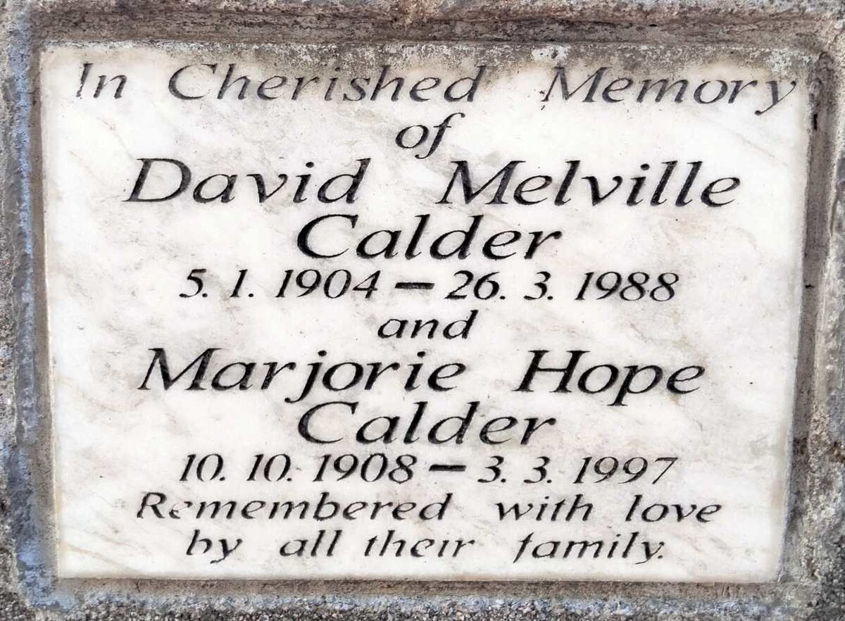 CALDER David Melville 1904-1988 & Marjorie Hope 1908-1997