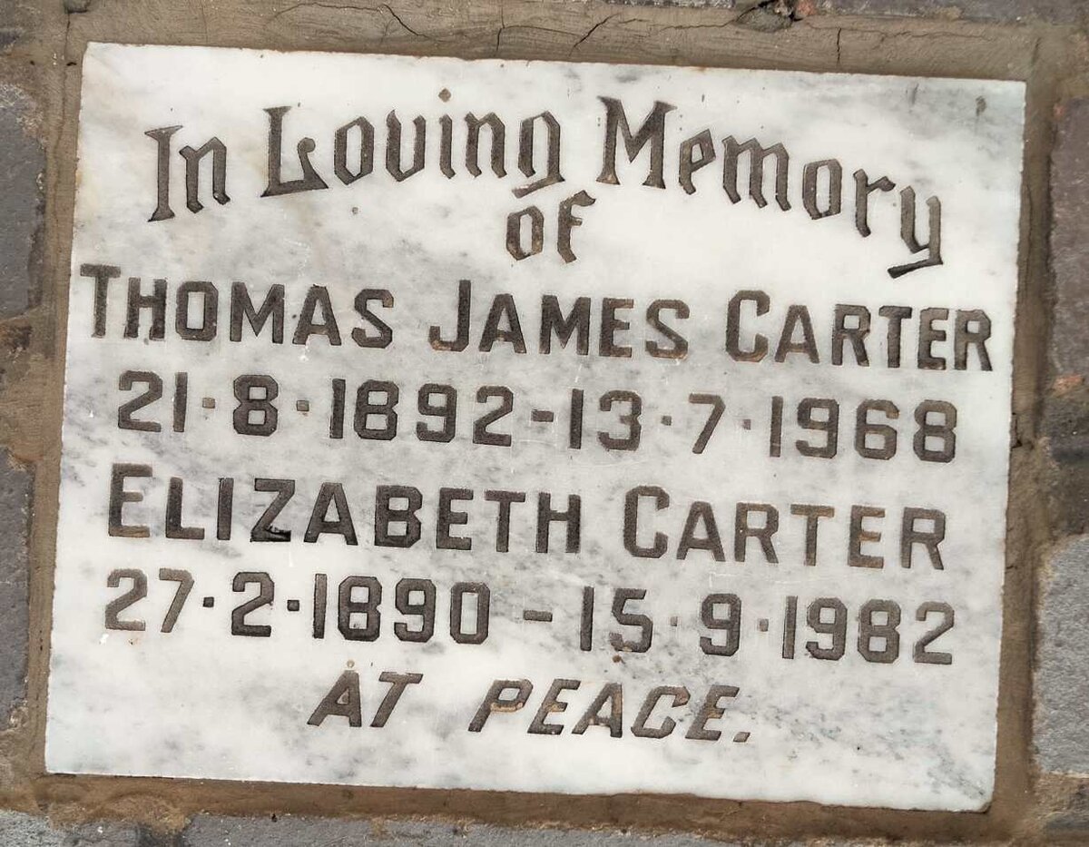 CARTER Thomas James 1892-1968 & Elizabeth 1890-1982
