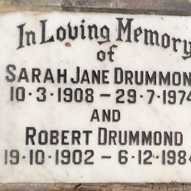 DRUMMOND Robert 1902-1984 & Sarah Jane 1908-1974