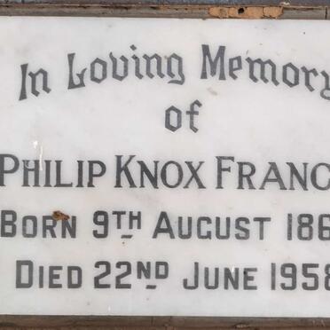 FRANCIS Philip Knox 1869-1958
