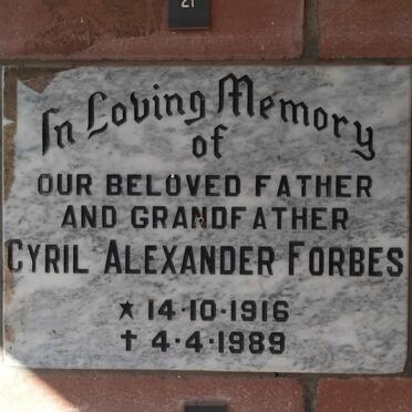 FORBES Cyril Alexander 1916-1989
