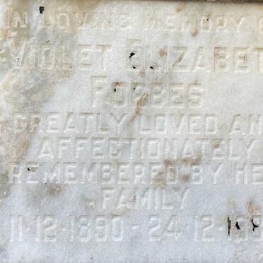 FORBES Violet Elizabeth 1890-1985