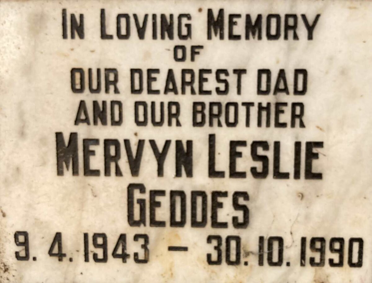 GEDDES Mervyn Leslie 1943-1990