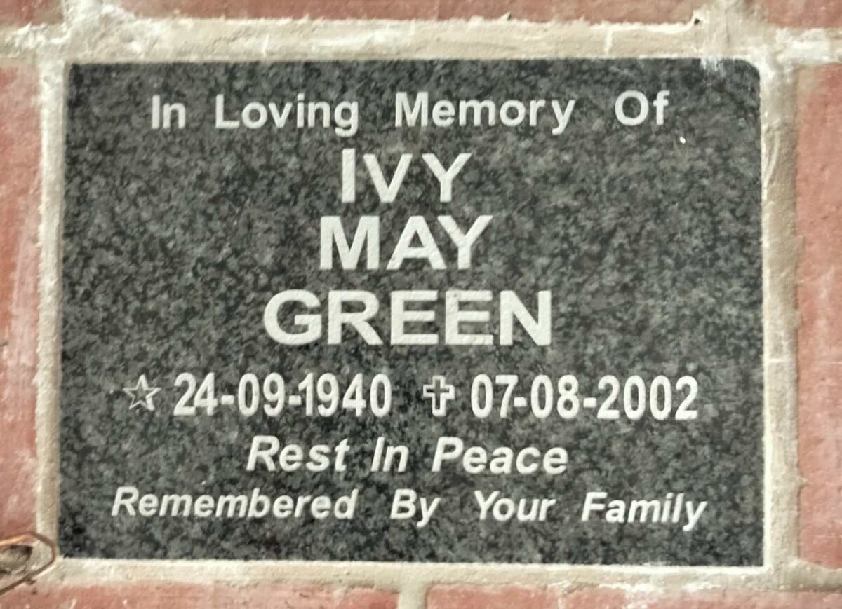 GREEN Ivy May 1940-2002