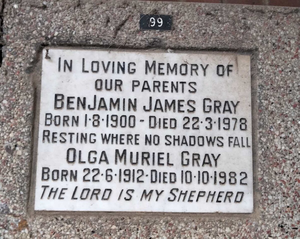 GRAY Benjamin James 1900-1978 & Olga Muriel 1912-1982