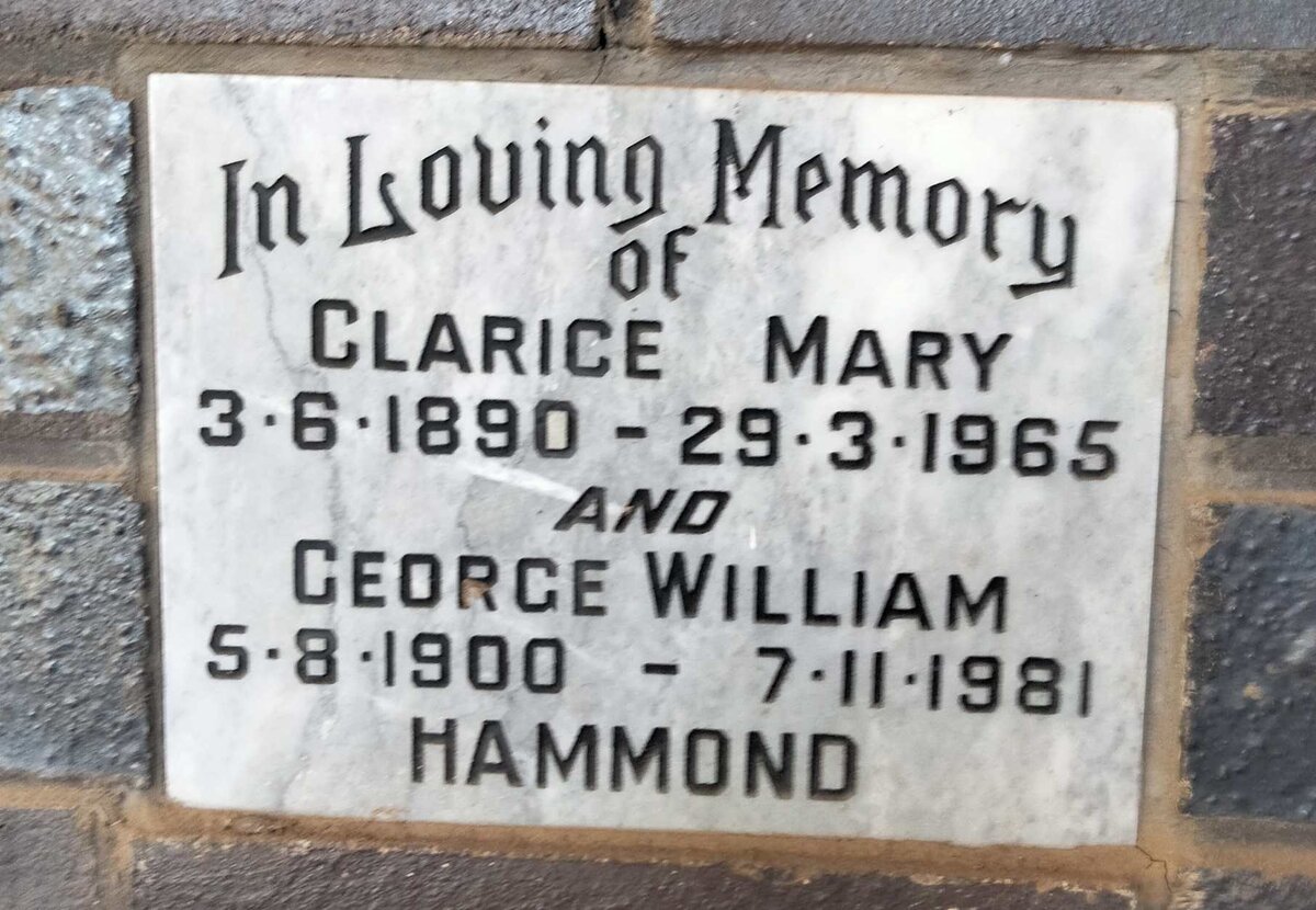 HAMMOND George William 1900-1981 & Clarice May 1890-1965