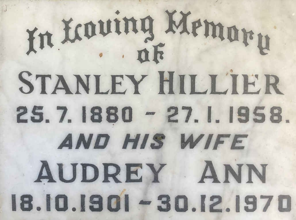 HILLIER Stanley 1880-1958 & Audrey Ann 1901-1970