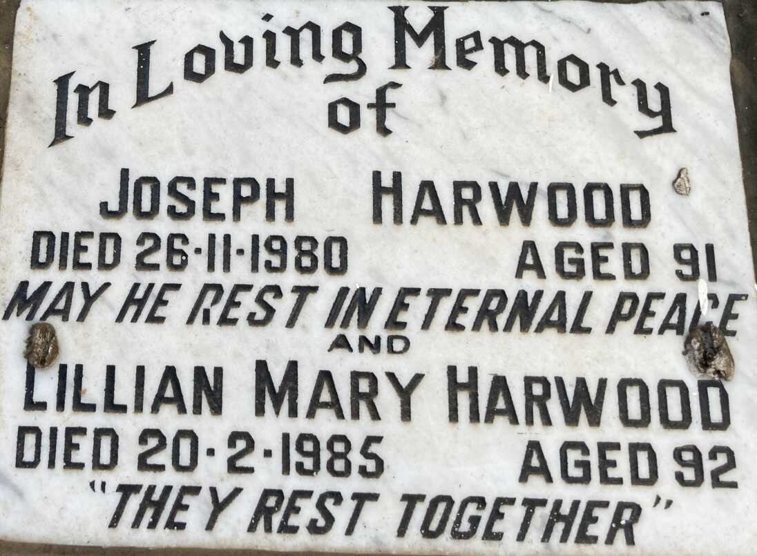 HARWOOD Joseph -1980 & Lillian Mary -1985