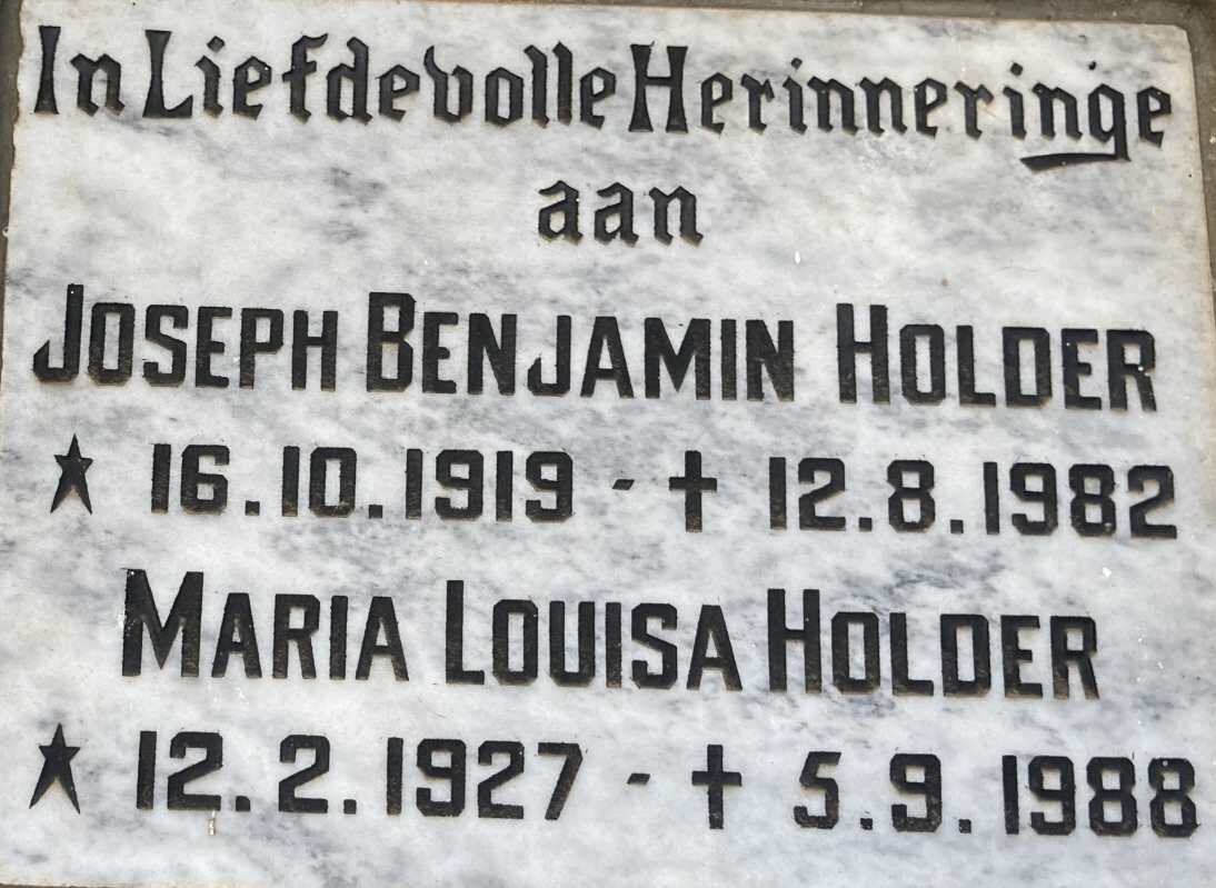 HOLDER Joseph Benjamin 1919-1982 & Maria Louisa 1927-1988