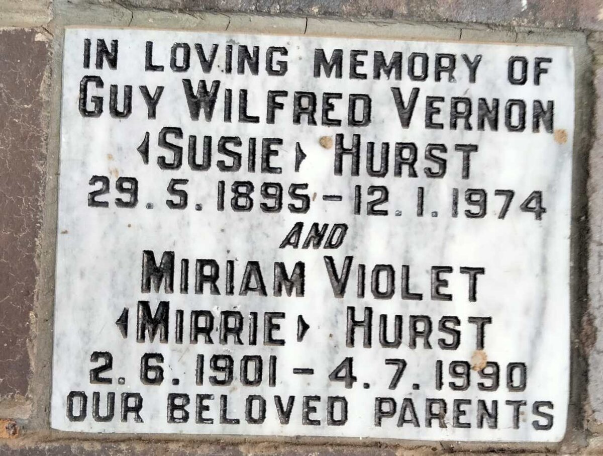 HURST Guy Wilfred Vernon 1895-1974 & Miriam Violet 1901-1990