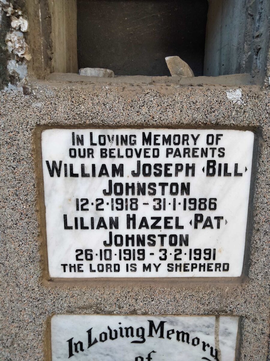 JOHNSTON William Joseph 1918-1986 & Lilian Hazel 1919-1991
