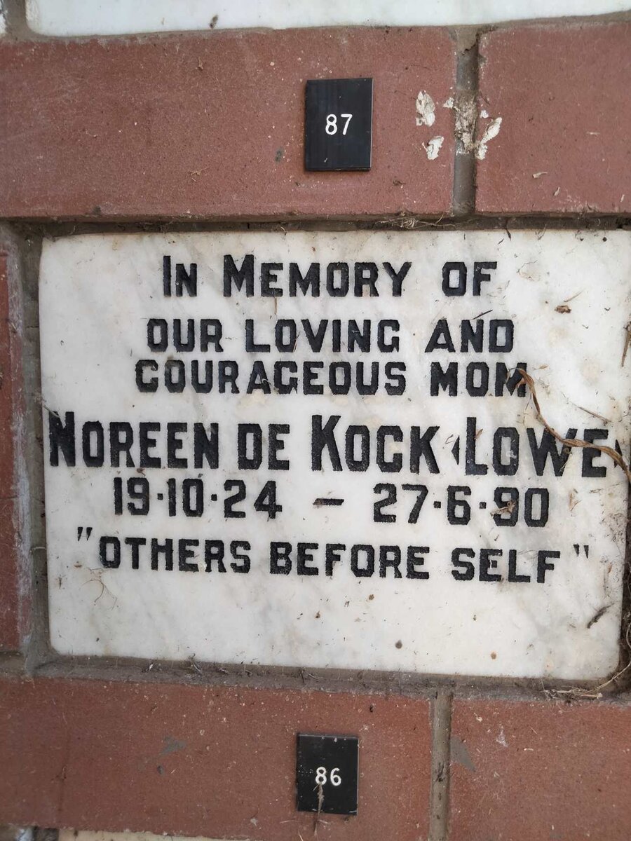 KOCK Noreen, de nee LOWE 1924-1990