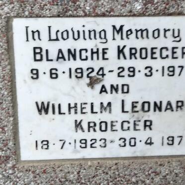 KROEGER Wilhelm Leonard 1923-1977 & Blanche 1924-1976