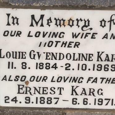 KARG Ernest 1887-1971 & Louie Gwendoline 1884-1969