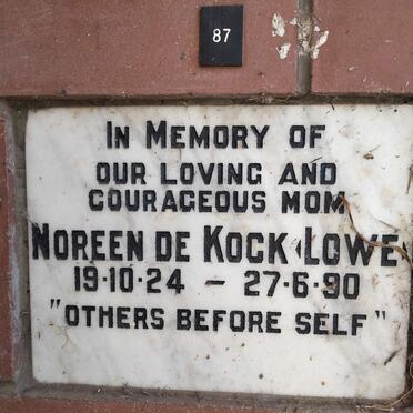 KOCK Noreen, de nee LOWE 1924-1990