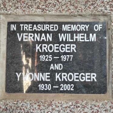 KROEGER Vernan Wilhelm 1925-1977 & Yvonne 1930-2002
