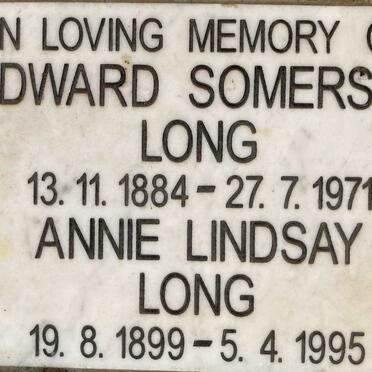 LONG Edward Somerset 1884-1971 & Annie Lindsay 1899-1995