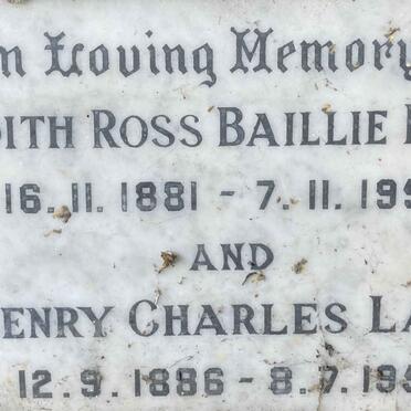 LAKE Henry Charles 1886-1958 & Edith Ross Baillie 1881-1956