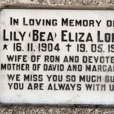 LORD Lily Eliza 1904-1991