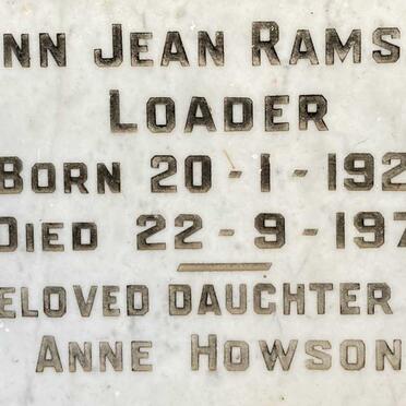 LOADER Ann Jean Ramsay 1927-1974