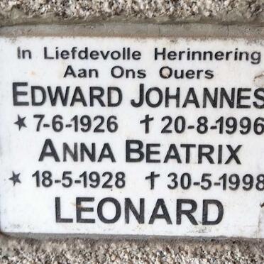 LEONARD Edward Johannes 1926-1996 & Anna Beatrix 1928-1998
