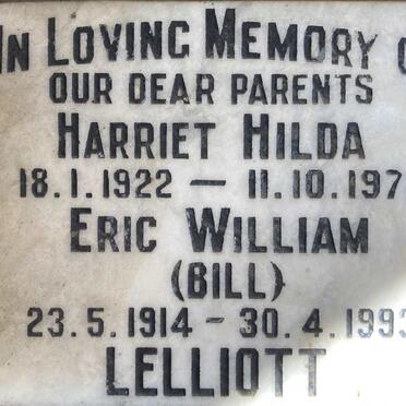 LELLIOTT Eric William 1914-1993 & Harriet Hilda 1922-1972