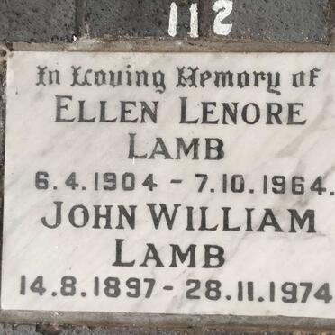LAMB John William 1897-1974 & Ellen Lenore 1904-1964