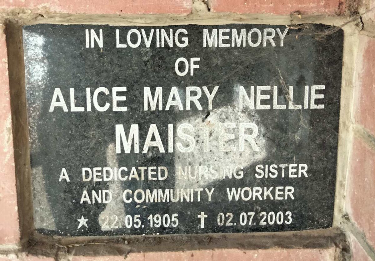 MAISTER Alice Mary Nellie 1905-2003
