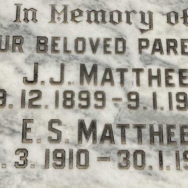 MATTHEE J.J. 1899-1982 & E.S. 1910-1984
