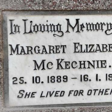 MCKECHNIE Margaret Elizabeth 1889-1980