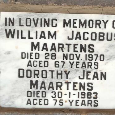 MAARTENS William Jacobus -1970 & Dorothy Jean -1983