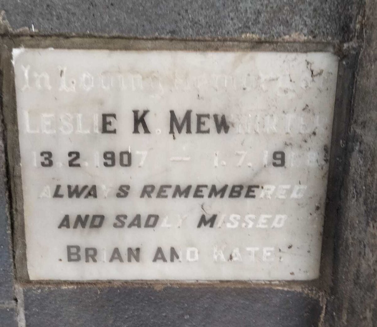 MEWHIRTER Leslie K. 1907-1968