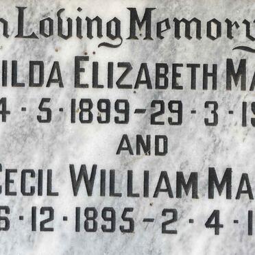 MANN Cecil William 1895-1986 & Hilda Elizabeth 1899-1962