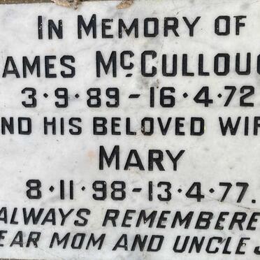 MCCULLOUGH James 1889-1972 & Mary 1898-1977