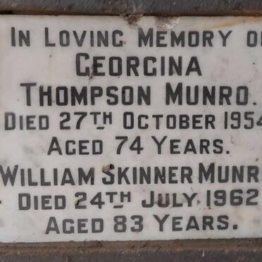 MUNRO William Skinner -1962 & Georgina Thompson -1954