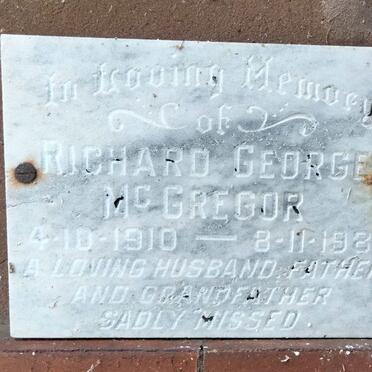 MCGREGOR Richard George 1910-1981