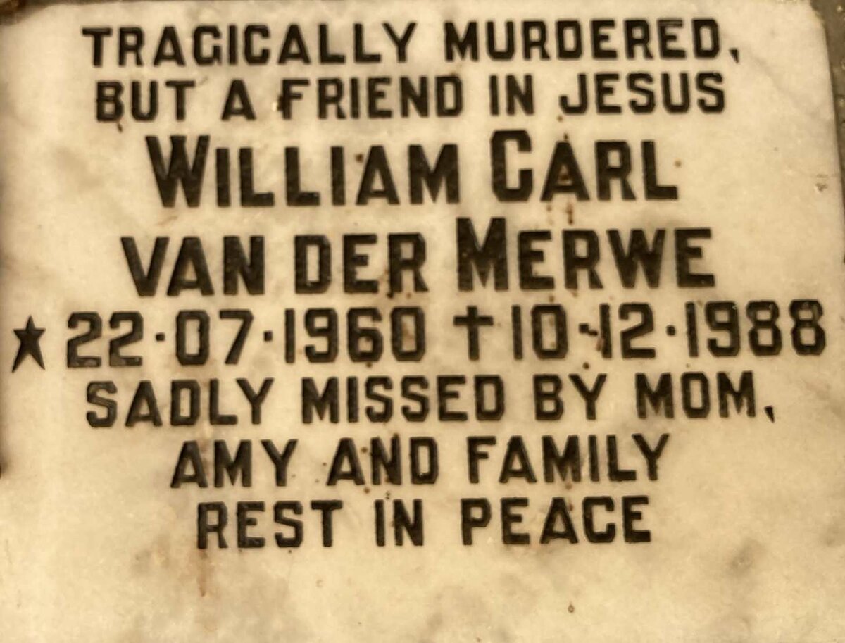 MERWE William Carl, van der 1960-1988